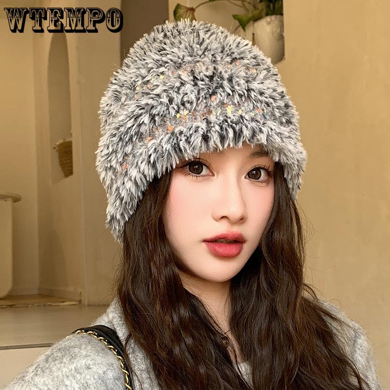 

Plush Hat Women s Fashionable Sweet Knitted Lace Fisherman Hat Korean Version Hat рожевий