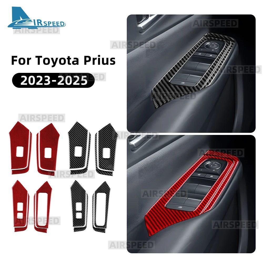 Sticker For Toyota Prius 60 Series 2023 2024 2025 LHD RHD Real Soft Carbon Fiber Car Window Lift Button Panel Trim Accessories