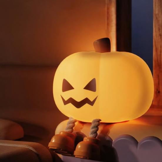 Pumpkin Night Light for Kids Squishy Touch Cute LED Pumpkin Lamp Rechargeable Bedside Lamp for Baby Nursery Toddler