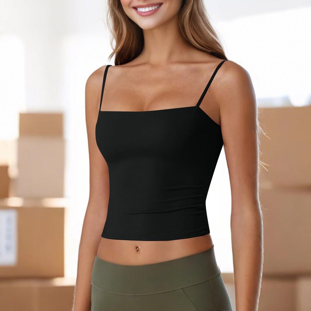 Dámské jednobarevné tílko slim střihu bez rukávů