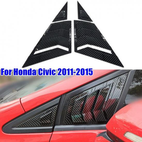 2Pcs Carbon Fiber Side Front Window Louver Cover Trim For Honda Civic 2011-2015