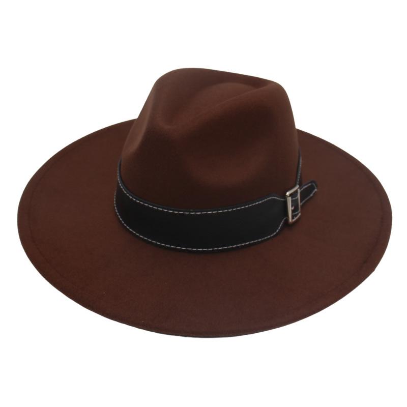 New Black Belt, Large Brim, High-End Clothing With Wholesale Men'S And Women'S Felt Woolen Top Hats