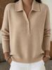 2026 Autumn/Winter Women's European-American Knit Lapel Sweater: Half-Button, Loose, Casual Style