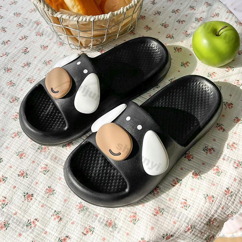 Fashion Women Cute Cloud Sandals 2025 Summer New Cute Cartoon Eared Dog Flip Flops Female Flat Casual Comfortable Room Home Beach Slides