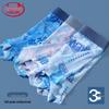 LANGSHA Men's Ice Silk Blue Letter 3-Pack Boxer Briefs