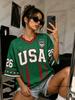 Summer New USA No.26 Print T-shirt For Women V-Neck Short Sleeve Tees Sports Football Jersey Y2K Casual Loose Oversized Tops
