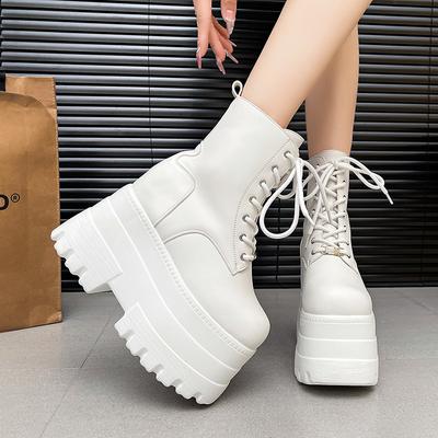 Mode Damen 13cm,17cm Plateau Stiefel Lässige Outdoor Schuhe Klobiges Schlichtes Design Stiefeletten Coole Nachtclub Party Cosplay Schuhe 35-43