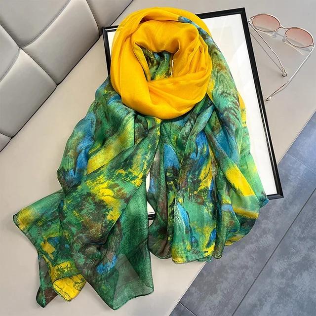 Seidenschal Foulard Damen Stirnband Luxus Hijab Frauen Weich Warm Pashmina Strandtücher Echarpe Schal Großes Wickeltuch Echarpe Bandana