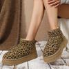 Mode 2025 Winter Leopard Schneestiefel für Damen Slipper Kurzer Plüsch Warm Knöchelstiefel Frau Mode Wildlederimitat Plateau Stiefeletten Weiblich