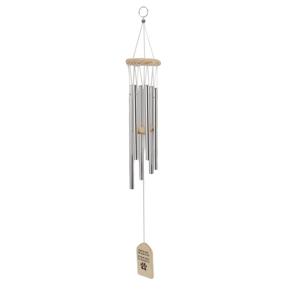 Pet Memorial Wind Chimes Wooden Outdoor Sympathy Wind Chimes Dog Memorial Remembrance Gifts with Thickened Aluminum