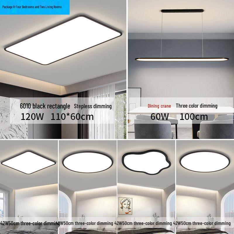 Ultra-Thin Minimalist High-Brightness Modern Ceiling Light Set with Anti-Blue Light for Bedroom and Guest Room