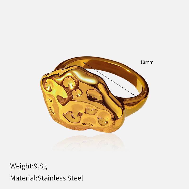 European and American retro niche ins stainless steel ring temperament light luxury embossing irregular closed titanium steel ring