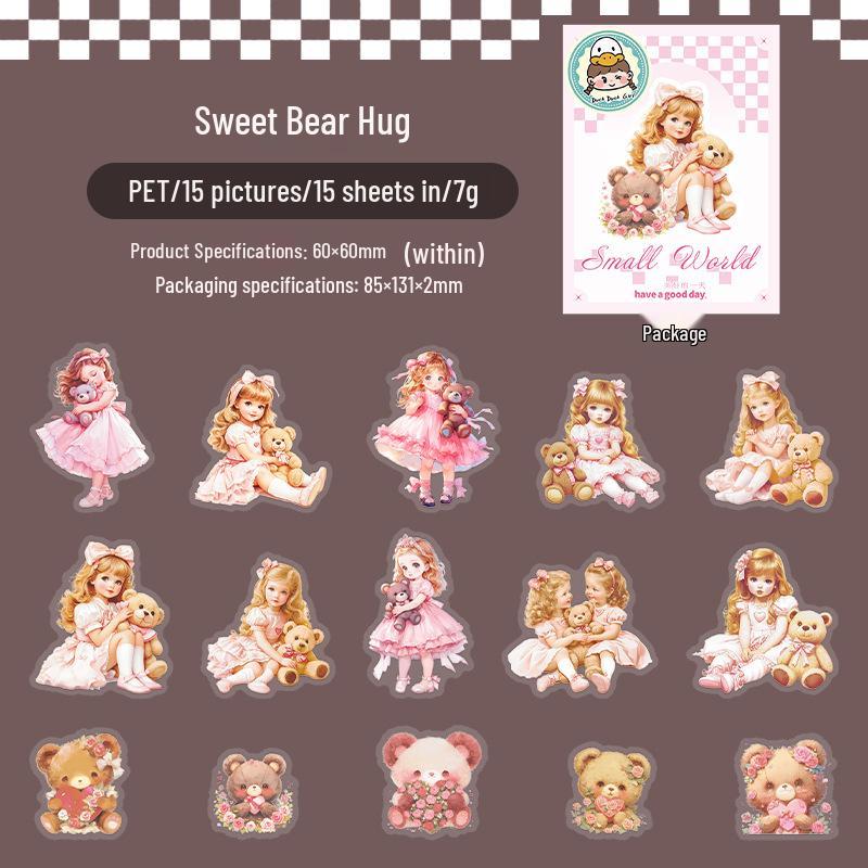 A Beautiful Day Little World Series Character PET Stickers - Retro Style, 6 Designs