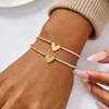 Boho Handgefertigtes Herzarmband, Verstellbares Perlen-Seil-Armband Stapelbar für Damen Wasserdichter Schmuck