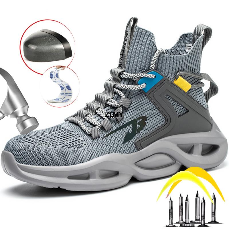 Fashion Lightweight Safety Shoes for Man Breathable Work Safety Boots with Steel Toe Fashion Work Shoes Men Anti-stab Anti-smash Sneaker