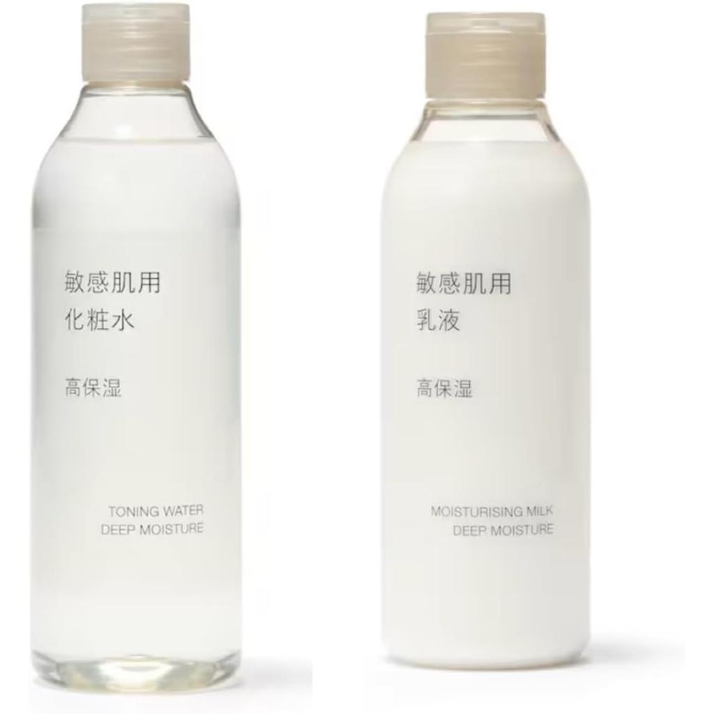 MUJI Sensitive Skin High Moisturizing Lotion 300ml Emulsion 200ml Moisturizing Care for Dry Skin + Set Fragrance-free, Colorant-free,
