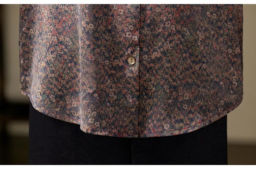 Spring/Summer Plus Size Floral Print Shirt for Middle-Aged and Elderly Women - Stylish, Versatile, Loose-Fit Mother's Wear.