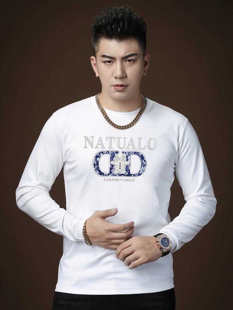 European Station 2025 New Autumn Long-Sleeve T-Shirt Men's Trendy Brand Gold-Stamped Round-Neck Base Layer Undershirt
