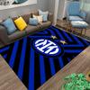 Blue and Black Striped Carpet with Inter Logo and Two Stars Pattern Suitable for use as an anti-slip for living room bedroom sofas