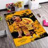 Yellow Black Splash Ink Football Player Print Area Rug, Sports Fan Non‑Slip Floor Mat for Living Room Bedroom Home Decor