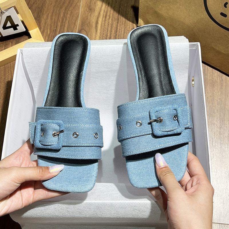 

Французские классные тапочки женская летняя одежда новогодние толстый каблук интернет знаменитость фея ветер средний каблук высокий каблук односложные тапочки 41 синий