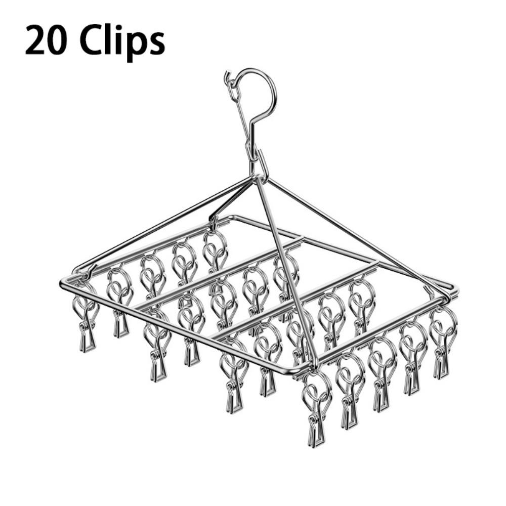 

Durable 20/30/40/50Clips Clothes Drying Rack Stainless Steel Square Clothes Hanger Windproof Clothespin