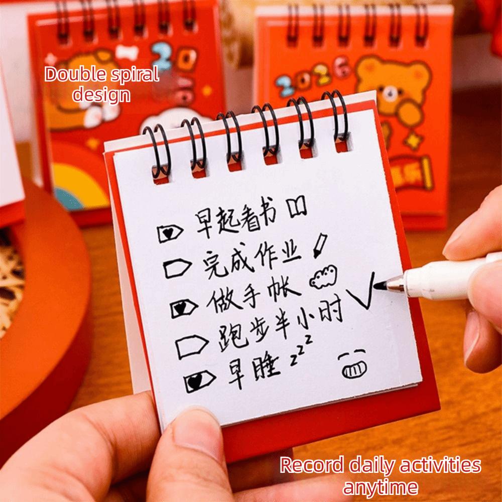 Cartoon 2026 Desk Calendar Coil Binding Daily Planner Desktop Calendar  Office School Supplies