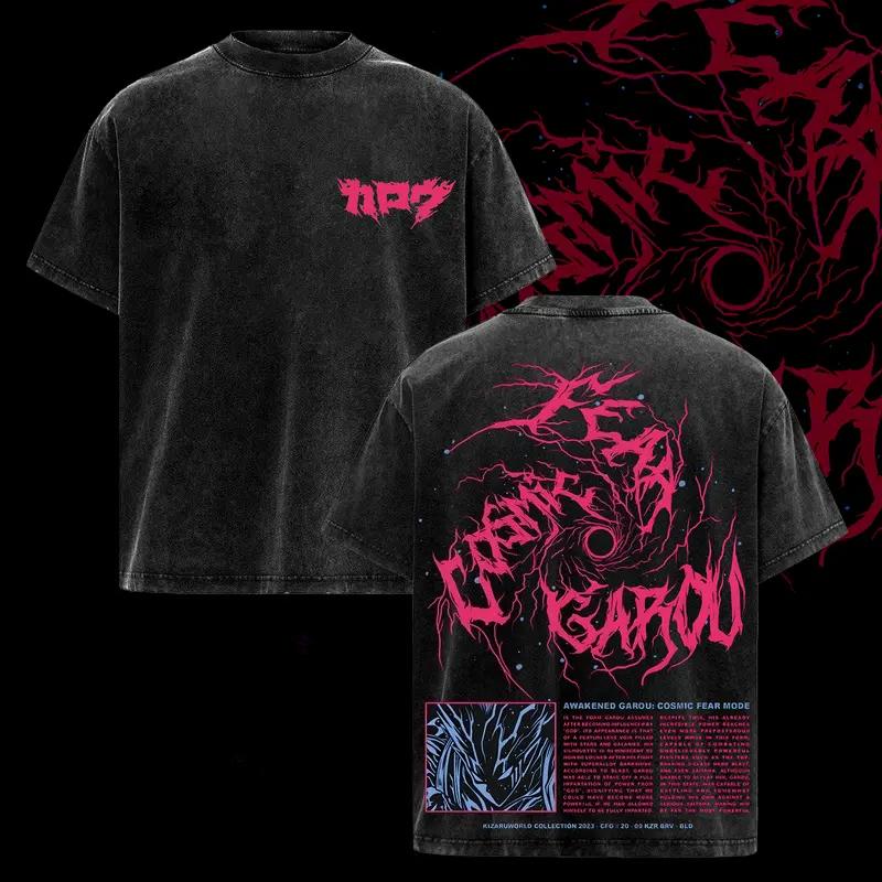 Manga One Punch Man Printed Tee Men Short Sleeve Clothing Washed Cotton T-shirt Vintage Casual T Shirt Harajuku Oversized Tshirt