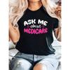Women's Plus Size "Ask Me About Medicare" Graphic T-Shirt Casual Round Neck Short Sleeve Summer Tee