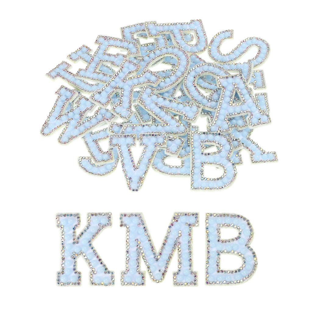 Iron On Patch Decorative A-Z Glitter Alphabet Applique Rhinestone English Letter for Handmade Bag Hat Jeans Clothes Applique DIY
