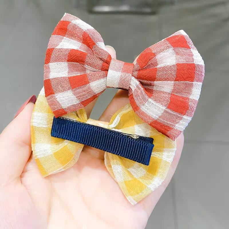 1/2PCS Fashion Plaid Bow Hair Clips Sweet Pink Hairpins for Girls Kids Cute Bowknot Headwear High Quality Hair Accessories Gifts