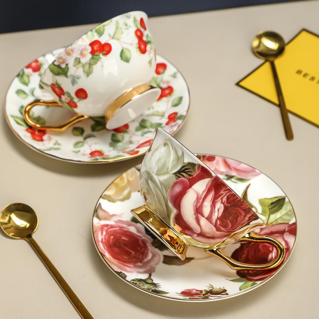 European Ceramic Bone China Coffee Cup Retro British Afternoon Tea Set Teacup Set Gift Box with High-end Gifts