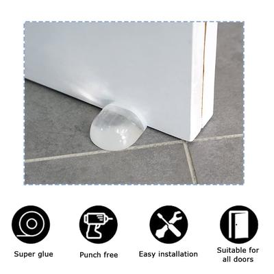 1/2 Stück Türstopper Stanzfrei Transparent Selbstklebend Türhalter Türstopper Für Zuhause Schützen Wände Und Möbel Zubehör