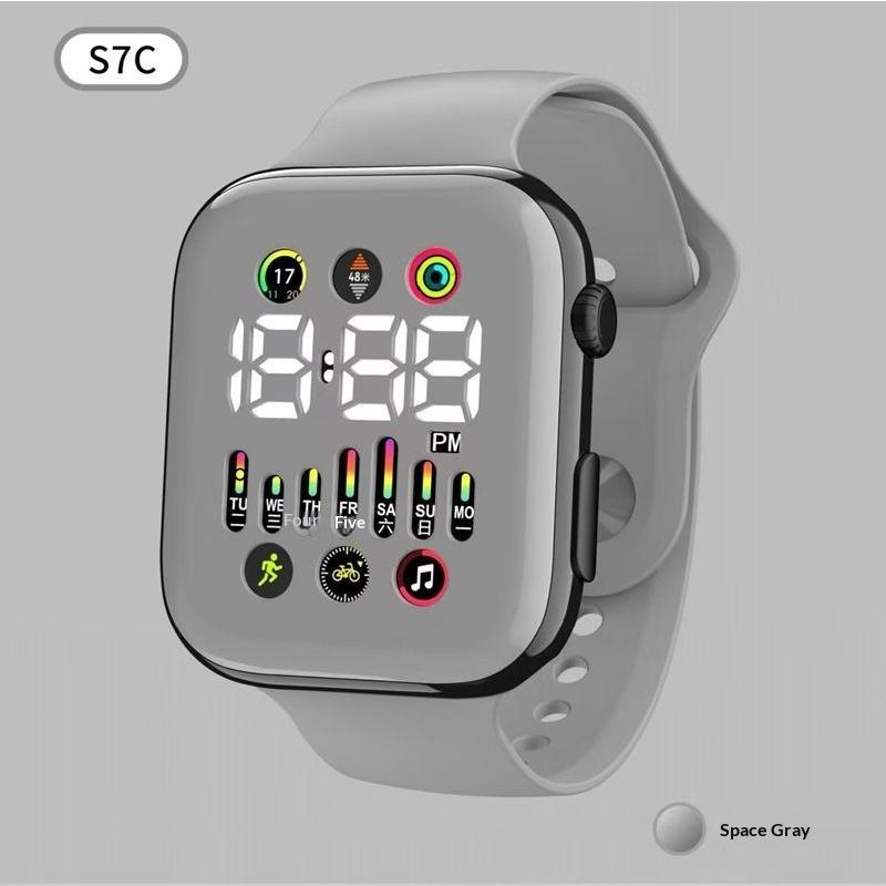 Electronic Watch Hollow Week Digital Sports Student LED Electronic Watch Couple Hollow Color Screen Watch Week Square Electronic Watch