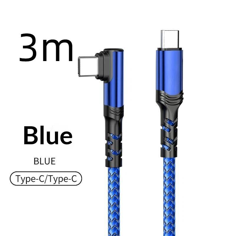 100W Fast Charging Type C Right Angle Cable High Speed Data Transfer Cord for Gamer Mobile Phone Charging Use