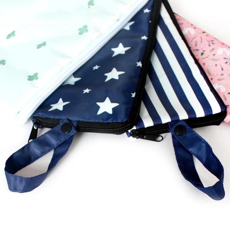 Waterproof Absorbent Umbrella Cover Bag Soft Cloth Stripe Star Printed Portable Pouch for Outdoor Travel Daily Commute