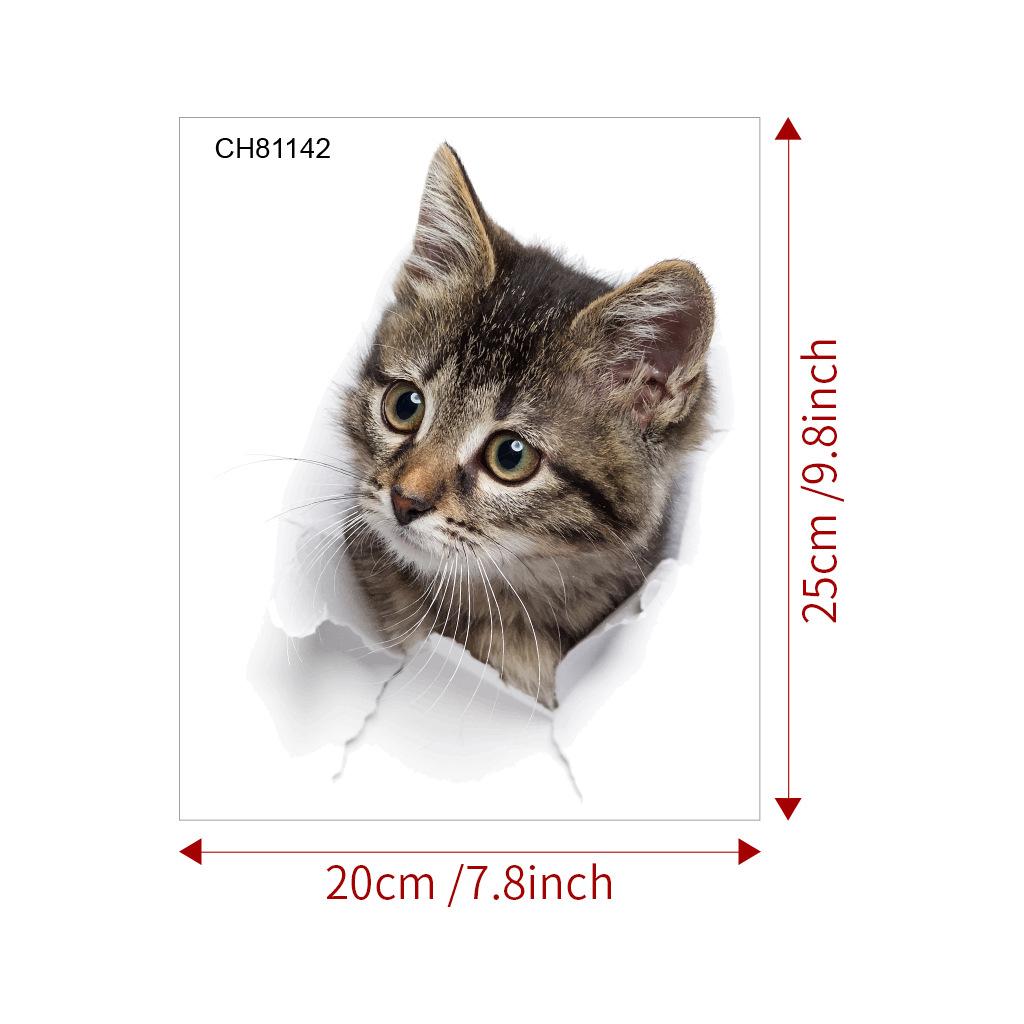 Lovely Cat Toilet Stickers For Wc Washroom Decoration Diy Vivid 3d Look Pet Animal Home Decals Pvc Wall Mural Art Print Posters