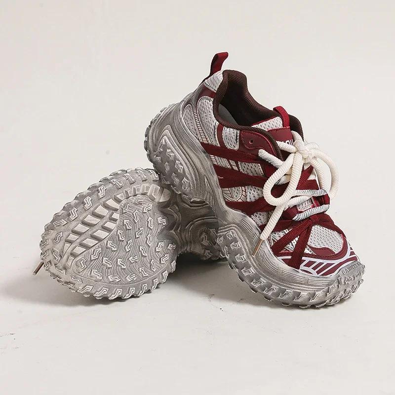 SyfIyno NEW Comfy Women's Shoes Non-slip Chunky Sneakers Mid Heel Pumps Women's Casual Sneakers Mesh Shoes Size 35-40