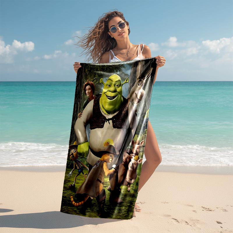 1pc Shrek1 Beach Towel, Comfortable and Thick, and Swimming/Bath/Picnic/Camping Towel, Suitable for Seaside Beaches