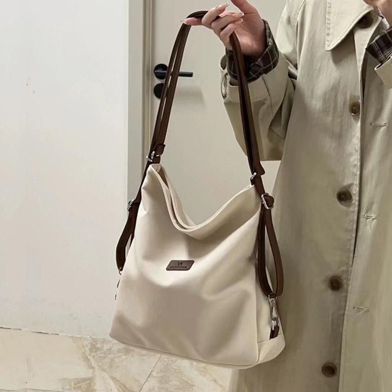 Large Capacity Fashion Canvas Shoulder Bag Women's Leisure Literature and Art Simple Solid Color Crossbody Backpack