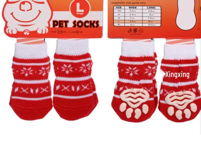 Four Seasons High-Quality Non-Slip Pet Socks for Small Dogs - Cotton Foot Covers for Teddy Dogs