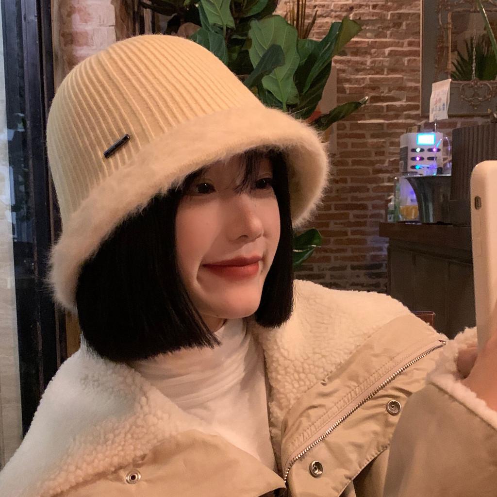 Winter Knit Cozy Bucket Hat Women Warm Fluffy Large Brim Fashion Accessory