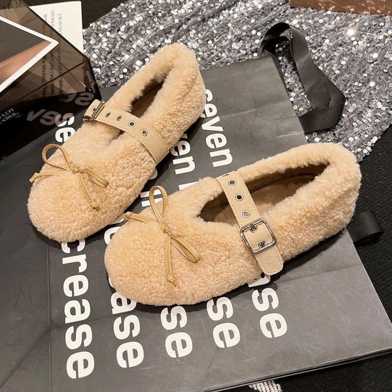 Fashion Women Fur Loafers Shoes Flats Warm Shallow Cotton Shoes Woman 2025 Trend Fashion Casual Shoes Winter Cozy New Mujer Zapatilllas