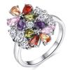 New Fashion Flower Ring ,Temperament Creative Color Women Crystal Jewelry Overall Sales Lovers Wedding Ring Women