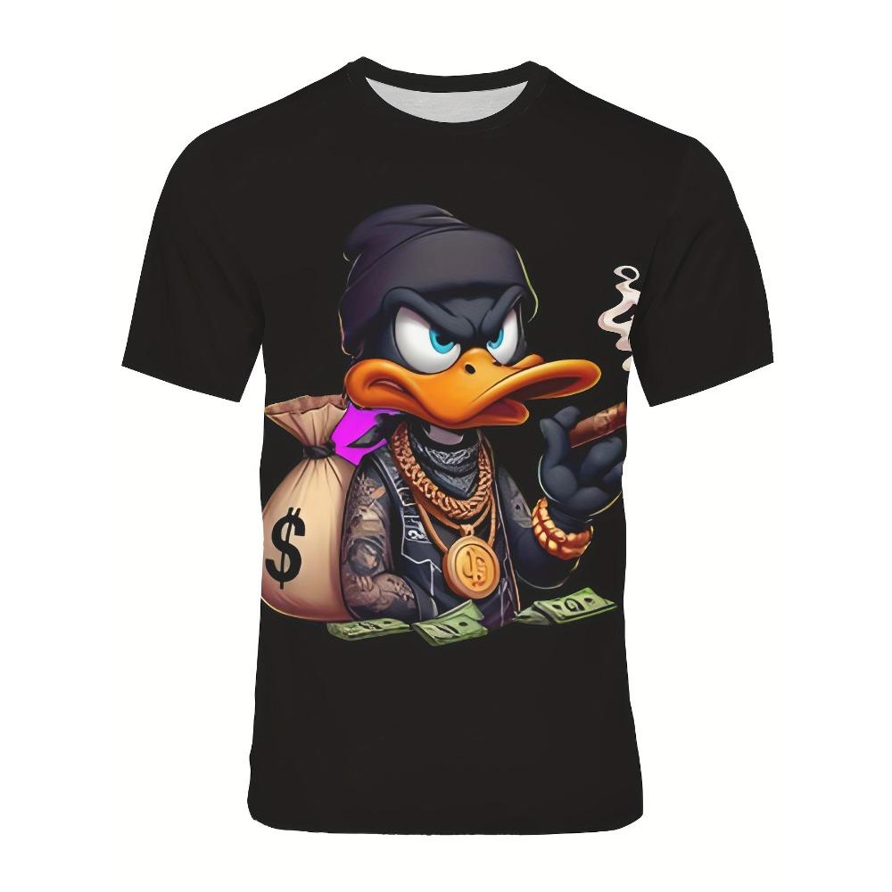 Funny Men's T Shirt Cartoon Duck Print Casual Short Sleeve Tops Tee Fashion T-shirts Outdoor Streetwear 2026 Hip Hop Clothing