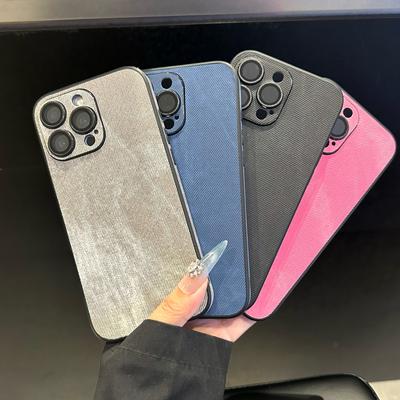 Luxury Matte Leather Fabric Lens Protection Phone Case for iPhone 17 Air 16 15 14 13 12 11 Pro Max Shockproof Jeans Retro Cover