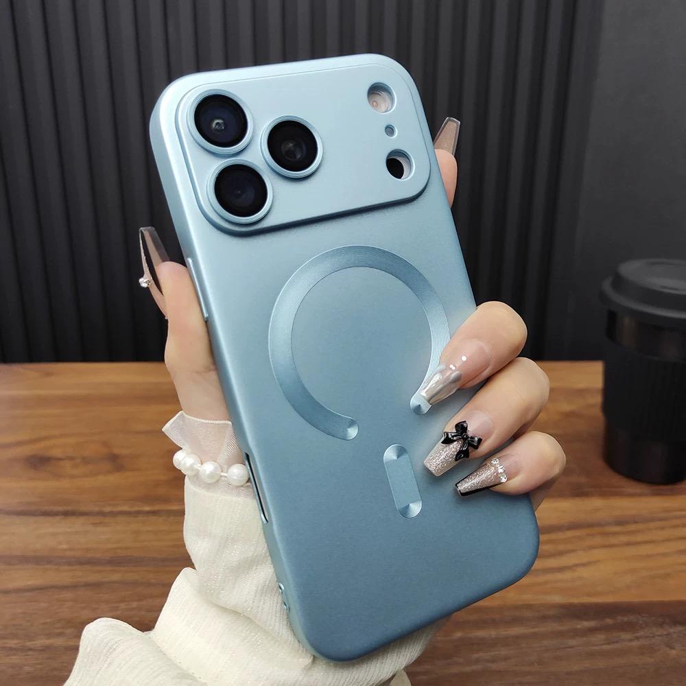  For Magsafe Magnetic Charging Case For iPhone Air 17 16 15 14 13 12 11 Pro Max Plus Glass Lens Protection Frosted Cover