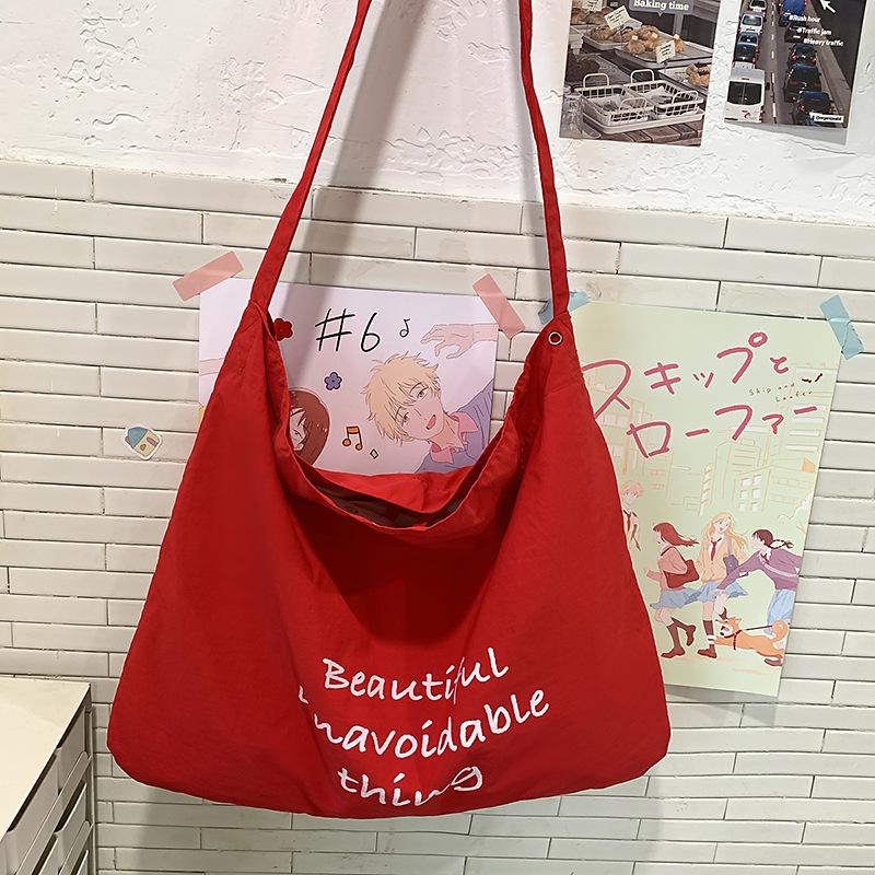 

Spring and summer new nylon shoulder bag women s bag lazy wind tote bag large capacity shopping bag commuter bag червоний