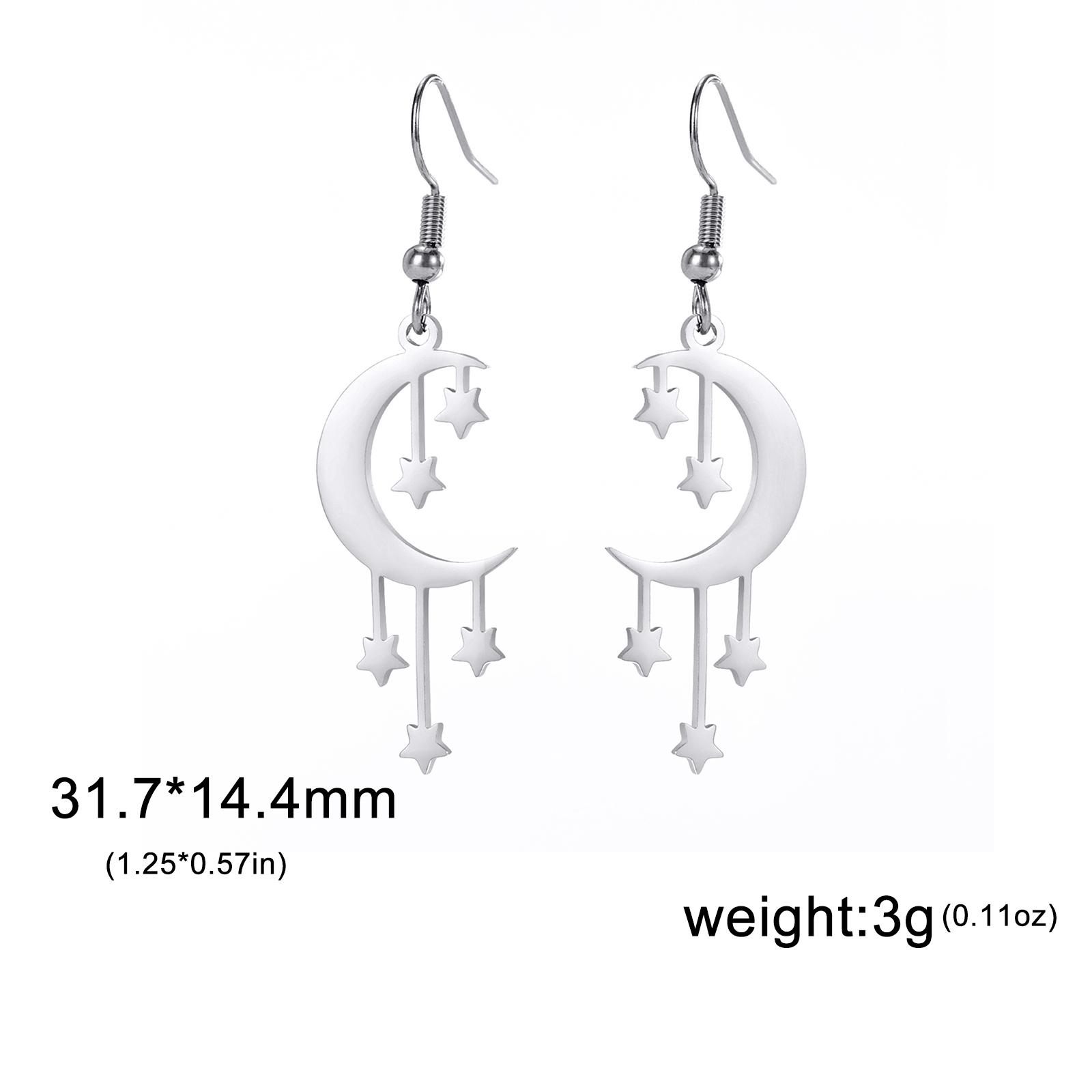 

Trendy Crescent Moon Stars Drop Earrings for Women 2026 Stainless Steel Jewelry Pendant Earrings Birthday Gift Wholesale