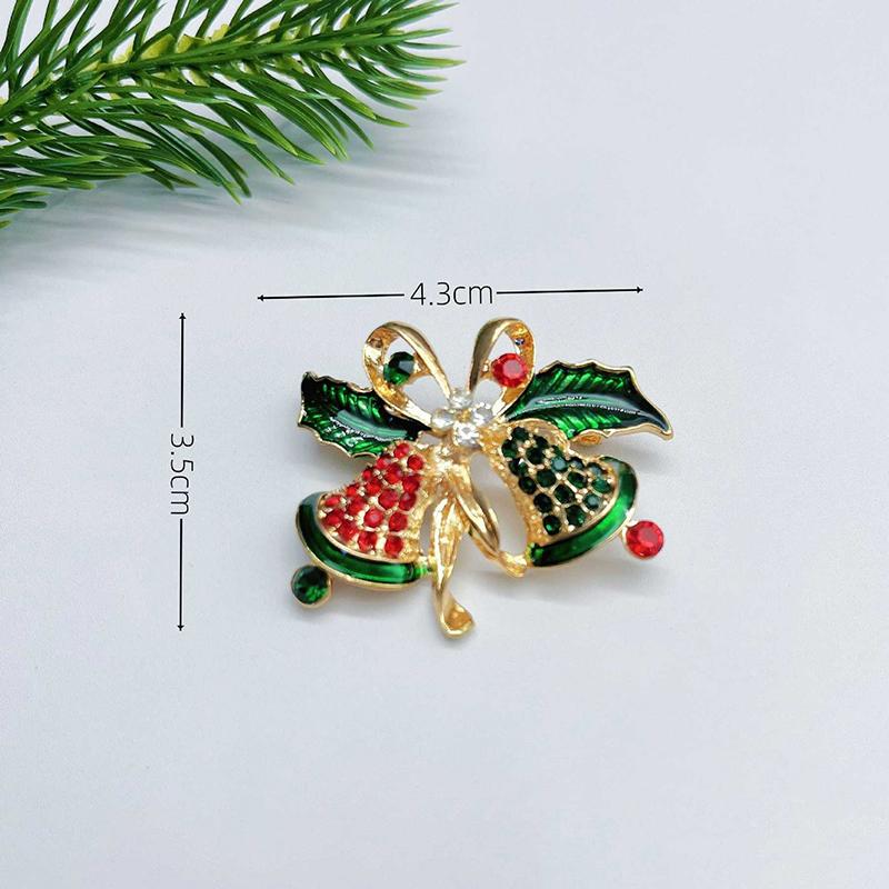 Luxury Exquisite Christmas Rhinestones Brooch Pin For Women Unisex Garland Bell Versatile Brooch Party Backpack Accessories Gift